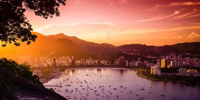 Buildings at the waterfront, Guanabara Bay, Rio De Janeiro, Brazil