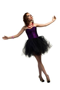 young attractive woman dancing in a transparent dress