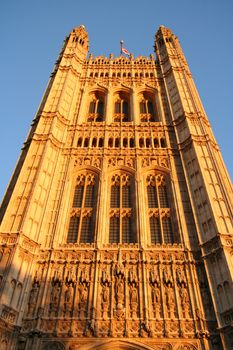 Low angle view of a clock tower, Big Ben, Houses Of Parliament, City Of Westminster, London, England