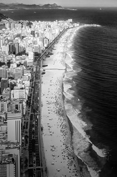 Aerial view of buildings on the beach front, Ipanema Beach, Rio De Janeiro, Brazil