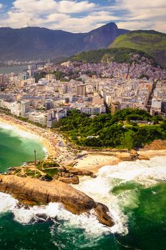 Aerial view of buildings on the beach front, Ipanema Beach, Rio De Janeiro, Brazil