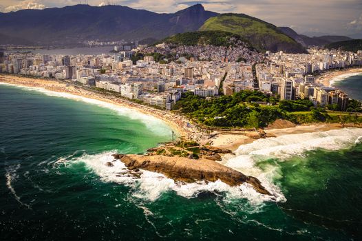 Aerial view of buildings on the beach front, Ipanema Beach, Rio De Janeiro, Brazil