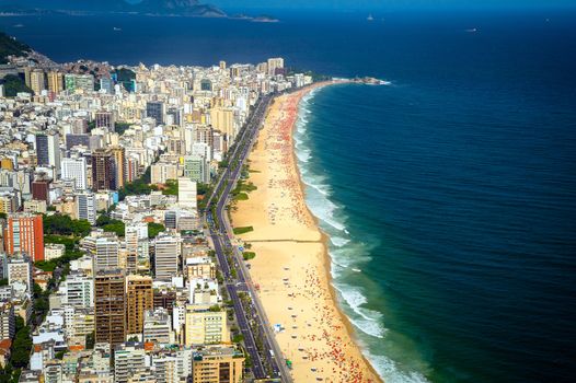 Aerial view of buildings on the beach front, Ipanema Beach, Rio De Janeiro, Brazil