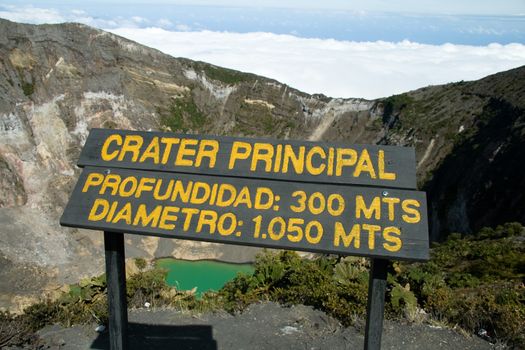 Detail of the Irazu volcano main crater in Costa Rica.