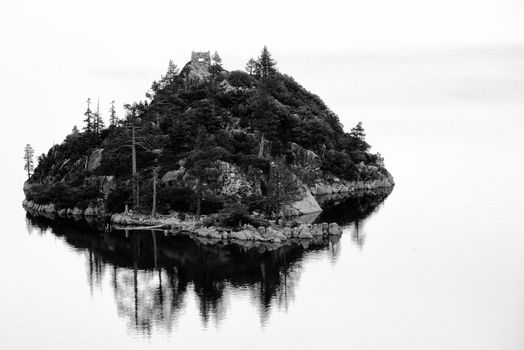 Island in a lake, Lake Tahoe, Sierra Nevada, California, USA