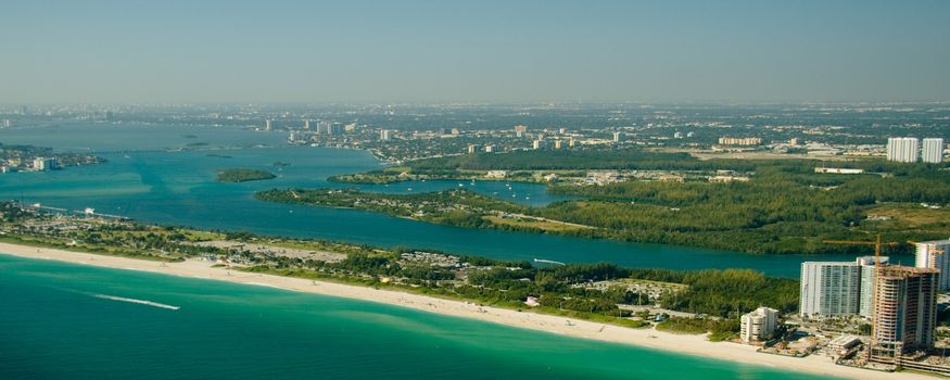 Aerial view of islands in the Atlantic Ocean, Miami, Miami-Dade County, Florida, USA