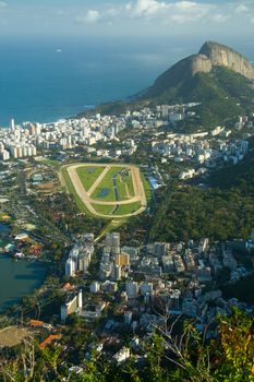 High angle view of Hipodromo da Gavea in Rio de Janeiro, Brazil