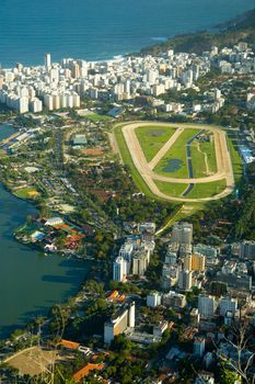 High angle view of Hipodromo da Gavea in Rio de Janeiro, Brazil