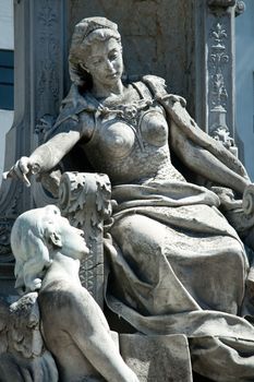 Statues and mausoleum in the La Recoleta Cemetery in Buenos Aires, Argentina.