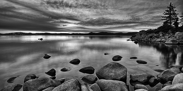 Rocks in a lake, Lake Tahoe, Sierra Nevada, California, USA