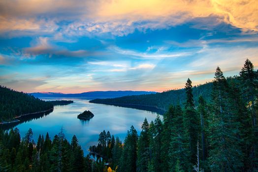 High angle view of a lake, Lake Tahoe, Sierra Nevada, California, USA