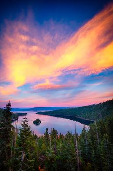 High angle view of a lake, Lake Tahoe, Sierra Nevada, California, USA