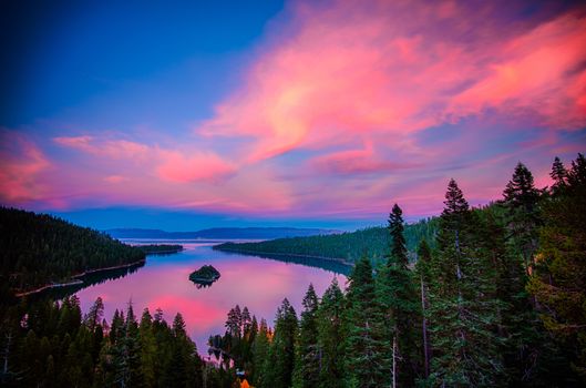 High angle view of a lake, Lake Tahoe, Sierra Nevada, California, USA