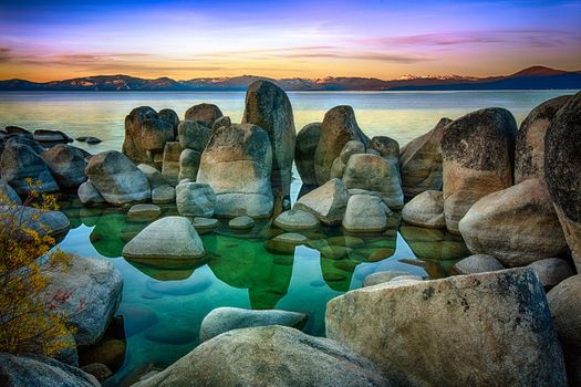 Rocks in a lake, Lake Tahoe, Sierra Nevada, California, USA