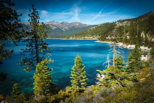 Lake surrounded by mountains, Lake Tahoe, California, USA