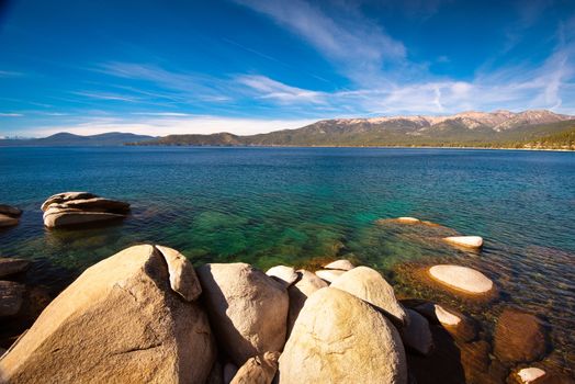 Rocks in a lake, Lake Tahoe, California, USA