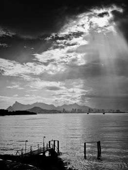 Silhouettes against late afternoon background in Rio de Janeiro, Brazil