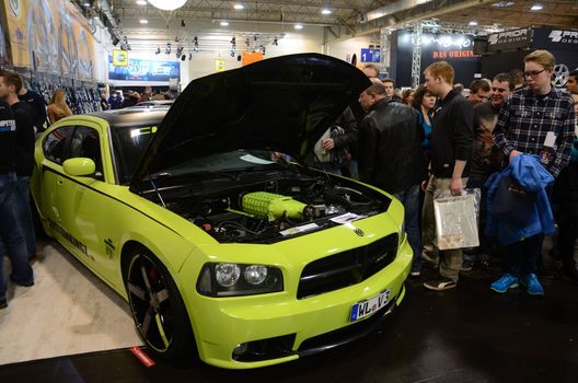 ESSEN, GERMANY - November 30: Customkingz shows their upgraded car and engine during Essen Motor Show in Germany, on November 30, 2013.