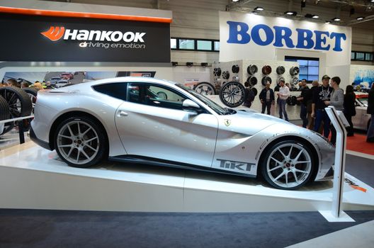 ESSEN, GERMANY - December 5: Hankook presents new tires with Ferrari F12 on Essen Motor Show in Germany, on December 5, 2013.