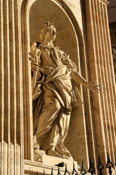 Low angle view of statues at St. Peter's Square, Vatican City, Rome, Rome Province, Lazio, Italy