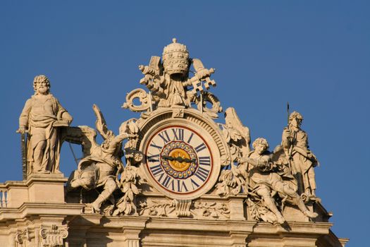 Low angle view of statues at St. Peter's Square, Vatican City, Rome, Rome Province, Lazio, Italy