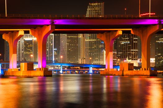 Bridge across the Atlantic ocean, MacArthur Causeway Bridge, Miami, Miami-Dade County, Florida, USA