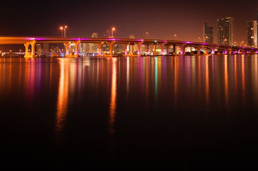 Bridge across the Atlantic ocean, MacArthur Causeway Bridge, Miami, Miami-Dade County, Florida, USA