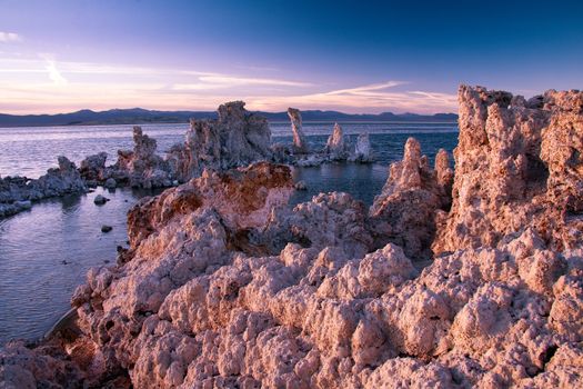 Scenic view of Mono Lake at sunset seen near to Tioga Pass, Yosemite, California, U.S.A.