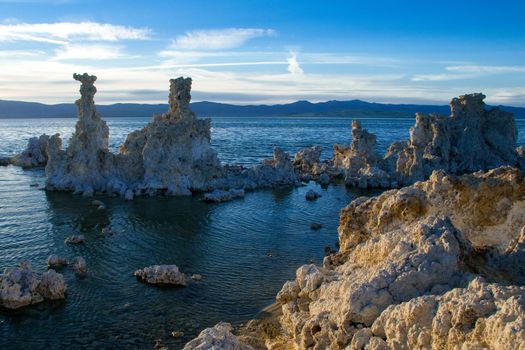 Scenic view of rock formations on Mono Lake, Yosemite National Park, California, U.S.A.