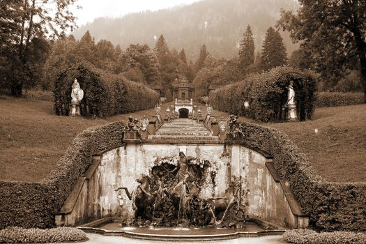 The Neptune fountain Linderhof Palace in southwestern Bavaria in Germany.