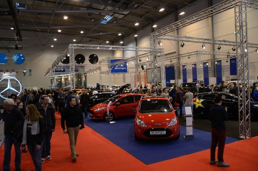 ESSEN, GERMANY - December 8: Modern Ford cars presented to visitors during Essen Motor Show in Germany, on December 8, 2013.