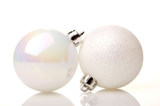 christmas,  white christmas baubles  isolated with white background