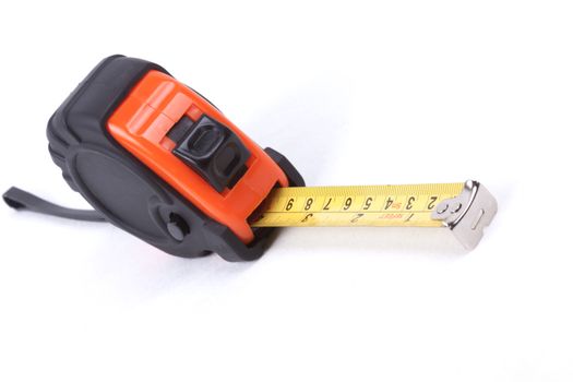 Closeup of a measuring tape isolated on white background