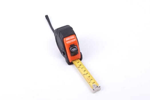 Closeup of a measuring tape isolated on white background