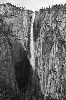 Waterfall in a valley, Ribbon Falls, El Capitan, Yosemite Valley, Yosemite National Park, California, USA