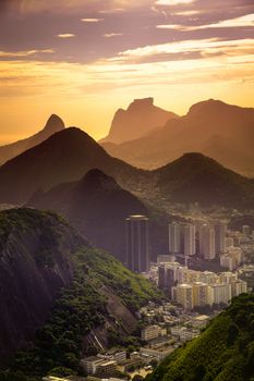 Cityscape with mountain range in the background, Rio De Janeiro, Brazil