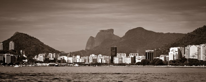 Landscape of Rio de Janeiro as seen from  the Baia de Guanabara.