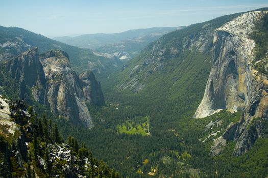 Rock formations in a valley, Sentinel Dome, Yosemite Valley, Yosemite National Park, California, USA