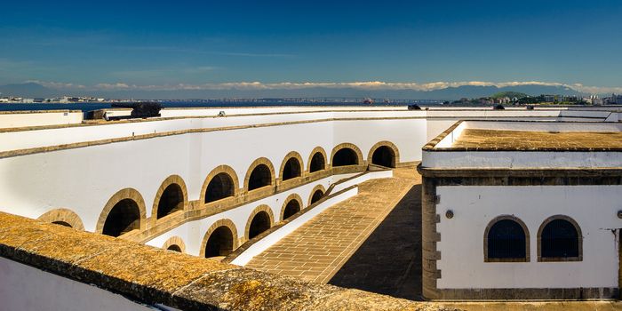 Fortified wall of a fortress, Santa Cruz Fortress, Guanabara Bay, Niteroi, Rio de Janeiro, Brazil