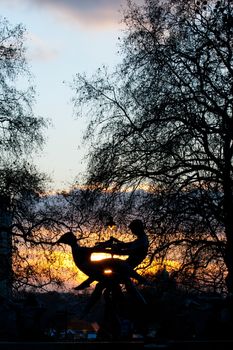 Silhouette of sculptures at Hyde Park, London, England