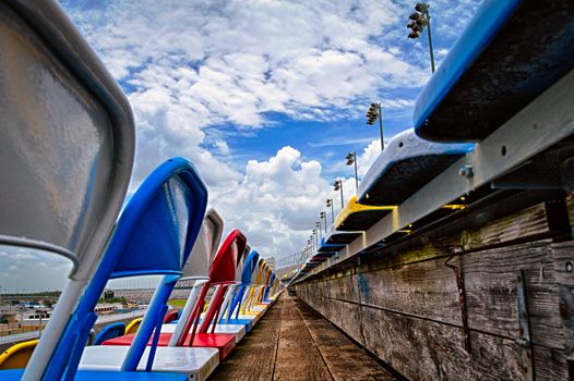 Empty chairs in a stadium, Daytona International Speedway, Daytona Beach, Florida, USA