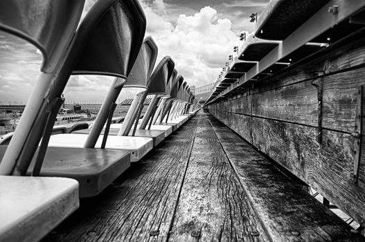 Empty chairs in a stadium, Daytona International Speedway, Daytona Beach, Florida, USA