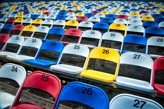 Empty seats in a stadium, Daytona International Speedway, Daytona Beach, Florida, USA