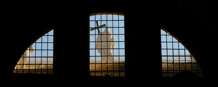 Status of Jesus Christ as seen from the inside of a basilica, St. Peter's Basilica, St. Peter's Square, Vatican City, Rome, Rome Province, Lazio, Italy