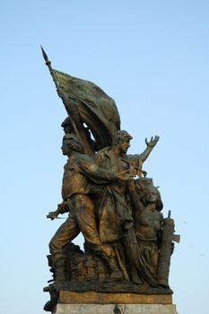 Low angle view of statues at a monument, Vittorio Emanuele Monument, Piazza Venezia, Rome, Rome Province, Lazio, Italy