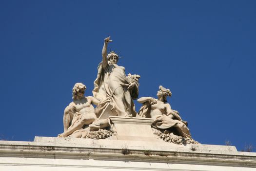 Low angle view of statues at Vittorio Emanuele Monument, Rome, Lazio, Italy