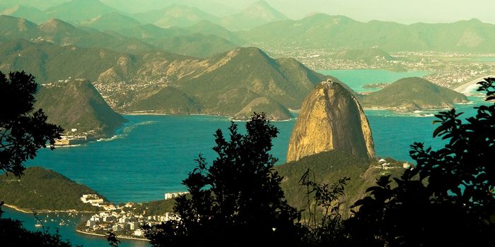 High angle view of Sugarloaf Mountain in Rio de Janeiro, Brazil