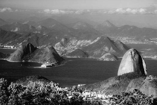 High angle view of Sugarloaf Mountain in Rio De Janeiro, Brazil