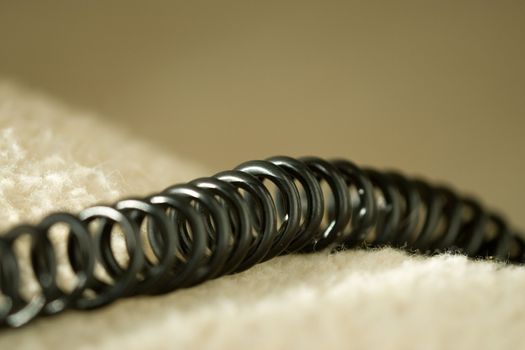 Close-up of a spiral telephone cord