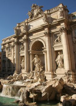 Detail of the Trevi Fountain, Fontana di Trevi, in Rome, Italy.